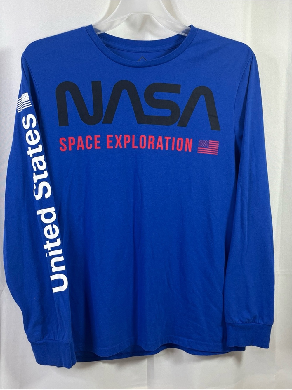 WELL WORN NASA Space Exploration Long Sleeve Shirt Blue Large
